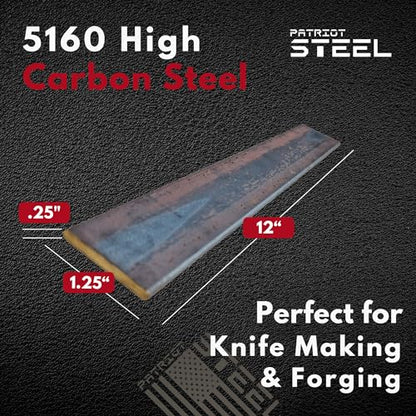 5160 High Carbon Knife Making & Forging Steel - Hot Rolled Steel for Knife Making Supplies - USA-Milled Excellence for Pros & Hobbyists - 1.25" wide, 0.25" thick, 12" long (4 PACK) - size: 1.25 x.25 x 12" (4 Pack)
