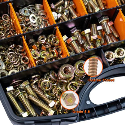966PCS Nuts and Bolts kit– High-Strength M4 M5 M6 M8 Grade 8.8 Metric Bolts & Nuts Set with Organized Storage Case, 12-30mm - size: 966PCS Metric (M4, M5, M6, M8)