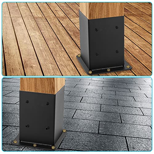 4x4 Post Base 8 Pcs, (Inner Size 3.6x3.6) Post Anchors, 13GA Thick Solid Steel & Black Powder Coated,Deck Post Brackets Support Deck Base Plate Pergola Brackets Fence Kit Mailbox Mount… - size: 4"x 4", style: 8 Pcs
