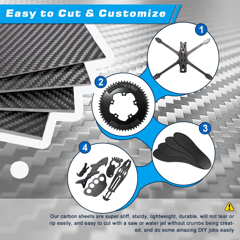 Carbon Fiber Sheet 500X200X3.0MM 3K Carbon Fiber Laminate for CNC RC Drone Automotive(Twill Weave Matte Finish, 500 * 200 * 3mm) - size: Twill Matte 500*200*3