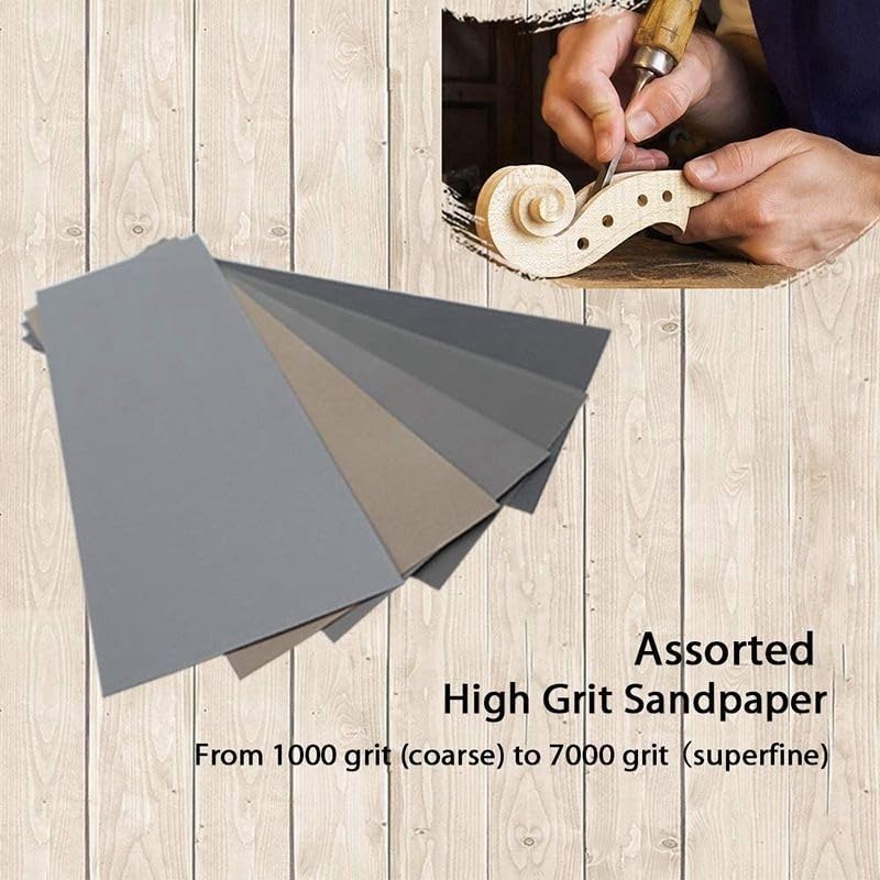 20pcs Wet Dry Sandpaper, High Grit 1000/2000/3000/5000/7000 Sandpaper Sheets Assortment for Wood Metal Polishing Automotive Sand