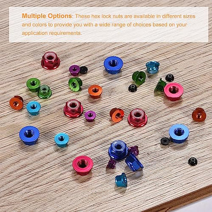 uxcell Nylon Insert Hex Lock Nuts, 10pcs - M4 x 0.7mm Aluminum Alloy Self-Locking Nut, Anodizing Flange Lock Nut for Fasteners (Pink) - size: M4 x 0.7mm