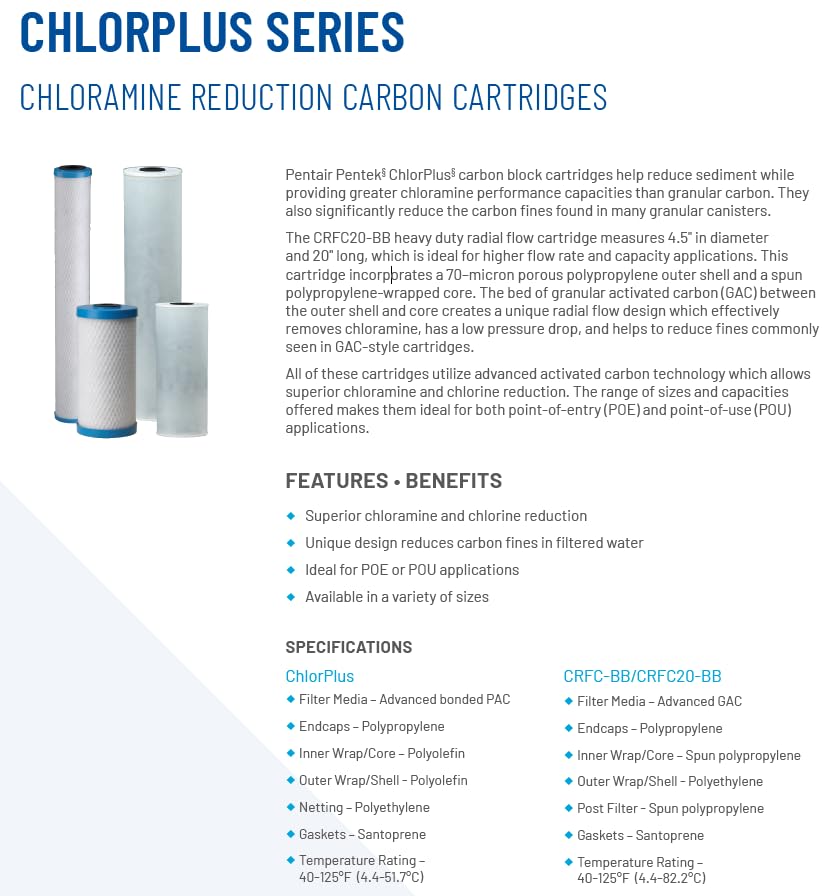 Pentair Pentek ChlorPlus Protect 10 Carbon Block Water Filter - style: 10" Protect