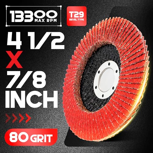 EZARC Ceramic Flap Discs 80 Grit, 4-1/2 x 7/8-Inch, Type 29, 10-Pack - size: 80Gr 10P