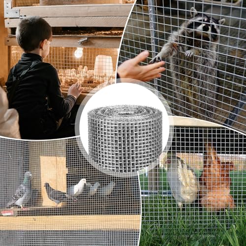 Hardware Cloth 12" x 20', 1/8" 27 Gauge Galvanized Wire Mesh Roll, Welded Metal Screen for Chicken Coops, Poultry Fencing, Animal Cages, Garden Barriers, DIY Craft Projects - size: 1/8" 27ga 12in x 20ft