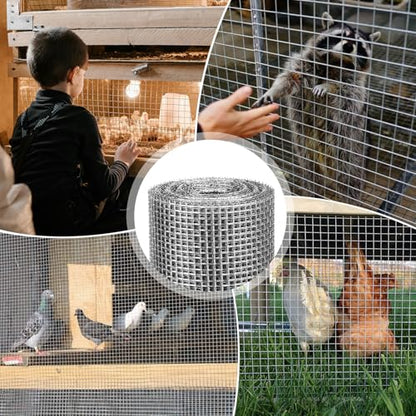 Hardware Cloth 12" x 20', 1/8" 27 Gauge Galvanized Wire Mesh Roll, Welded Metal Screen for Chicken Coops, Poultry Fencing, Animal Cages, Garden Barriers, DIY Craft Projects - size: 1/8" 27ga 12in x 20ft