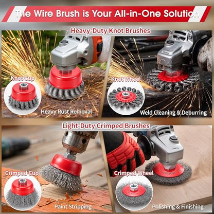 6 Pack Angle Grinder Wire Wheel, Wire Wheel Brush for 4-1/2" Angle Grinder - color: Wheel Brush & Cup Brush