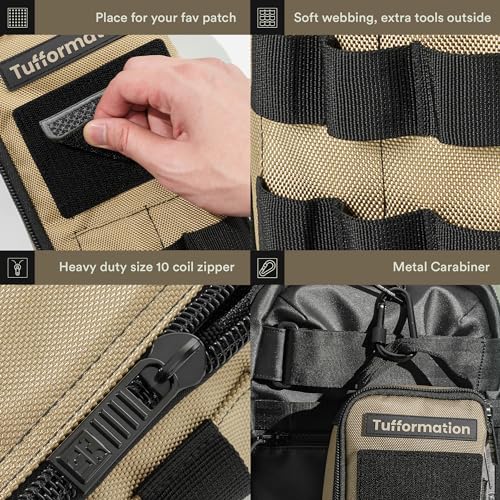 Tufformation Heavy Duty Small Tool Bag Pouch, Utility Organizer Case - color: Tan