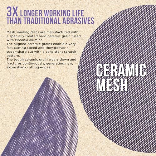Dura-Gold Premium 100 Grit 5" Purple Ceramic Mesh Sanding Discs, Box of 30 - style: 100 Grit