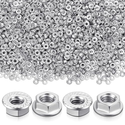 Hicarer 1000 Pack 1/4-20 Zinc Plated Serrated Flange Hex Lock Nuts, Serrated Flange 1/4-20 Hex Lock Nuts Locknuts Replacement Bright Finish Corrosion-Resistant - size: 1/4-20
