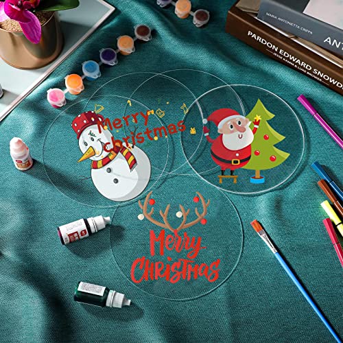 Yalikop 60 Pieces Clear Acrylic Circles 4 Inch Blank Transparent Acrylic Disc Blank Round Circle Plastic Disc Sheet for Wedding Vinyl Project Painting DIY Craft Holiday Ornament