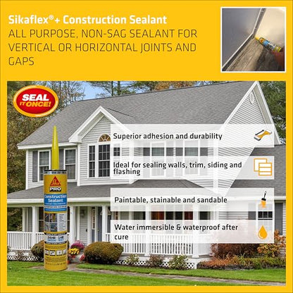 SIKA Sikaflex All-Purpose Construction Sealant, Aluminum Gray, 10.1 fl oz - color: Aluminum Gray