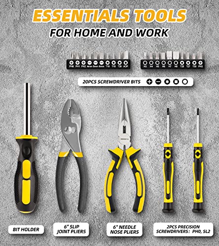 DOWELL 146PCS Homeowner Tool Set, Household Repairing Tool Kit with 14-Inch Wide Mouth Open Storage Tool Bag - size: 146 PCS