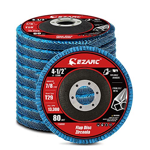 EZARC Zirconia Flap Discs 80 Grit, 4-1/2 x 7/8-Inch, Type 29, 10-Pack - size: 80 GRIT, style: Standard Version