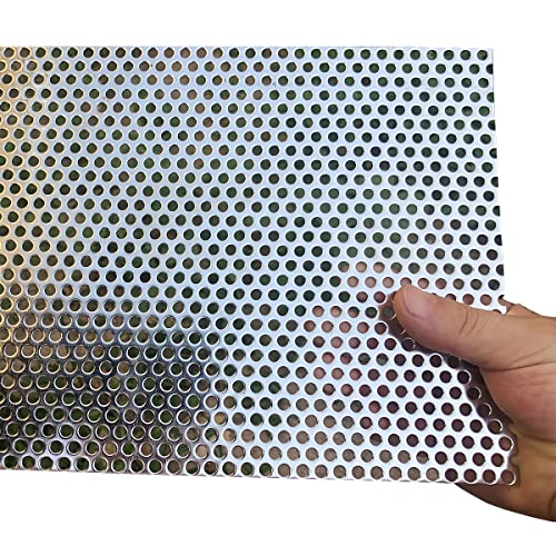 Perforated Metal Sheets-Expanded & Perforated Sheets-Perforated Stainless Steel Sheet-20GA 0.2" Hole （About 5mm 1/5"） 15.7" X7.8"-Metal Mesh Sheet for Ventilation and Fume Filtration - size: Rectangle 15.7"x7.8"