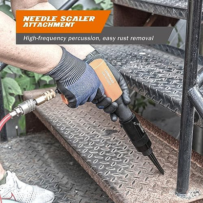 Needle Scaler Attachment, with 19pcs Needles, Screw On for Use UW-AH190P AH250P Air Hammer, Paint, Rust, Dirt and Weld Dust Remover - style: Needle Scaler Attachment