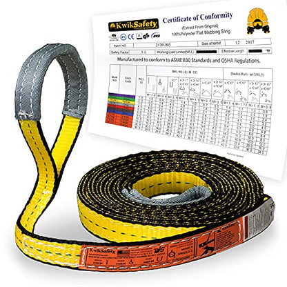 KwikSafety - Charlotte, NC - Mighty Sumo 1”x 10’ Poly Web Sling Lifting Strap Construction ASME OSHA / 3200lbs Vertical 2550lbs Choker 6400lbs Basket/Rigging Moving Towing Hoisting Gear - size: 1"x10' | 3200 lbs