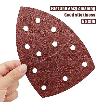 50 PCS Mouse Detail Sander Sandpaper, 80 Grit Palm Sander Sandpaper 11 Holes Hook and Loop Sander Pads Triangular Sanding Sheets Abrasive Sanding Paper for Mouse Sander - size: 80 Grit