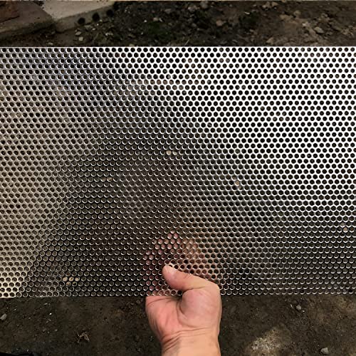 19 Gauge 23.6"x11.8" Perforated Metal Sheets Expanded Metal Mesh Opening 35% Hole 5mm 0.2"(About 1/5") Perforated Stainless Steel Sheet 304 Stainless Steel Mesh Screen Panel Decorati Plate - size: 23.6" X 11.8"
