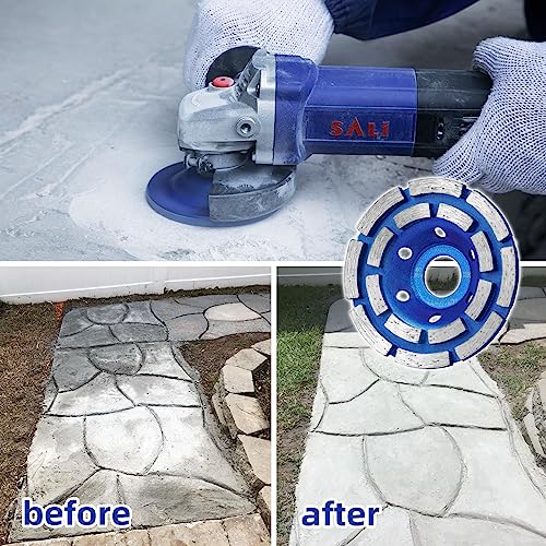 SALI Diamond Concrete Grinding Wheel 4 1/2 inch for Polishing and Cleaning Stone Concrete Surface, Cement, Marble, Rock, Granite, and Thinset Removing, Angle Grinder Double Rows Wheels Cup 115*22.2MM - style: Double Rows