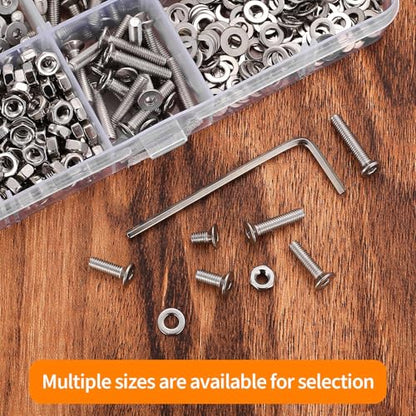 570 Pcs M3 Screws Set, Metric Screw Assortment, Metric Machine Screw Assortment, Countersunk Bolts and Nuts Set, 304 Stainless Steel Flat Head Hex Socket Cap Screws Bolts with Washers - size: M3