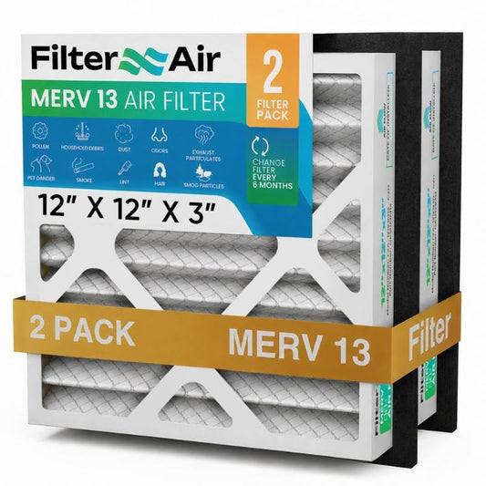 Filter X Air-12x12x3 MERV 13 Pleated Air filters with Black Sealing Gasket (2pcs), Replacement-Compatible with Zephyr VGF Series Whole House Return Grille Filter Home Air Filter 12”x12”x3” - size: 12" x 12" x 3"