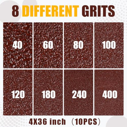 4 x 36 Inch Sanding Belts, 10 Pcs 120 Grits Sander Paper - color: 120 Grit