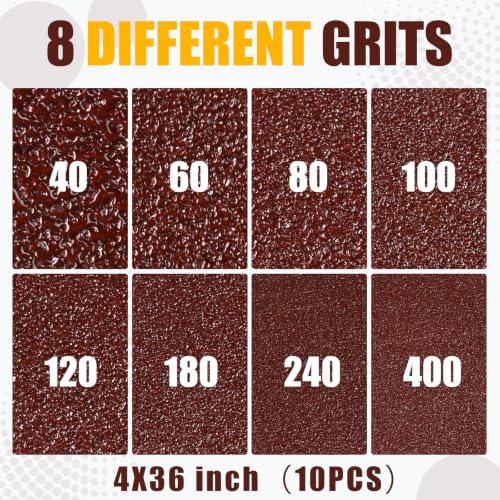 4 x 36 Inch Sanding Belts, 10 Pcs 100 Grits Sander Paper - color: 100 Grit