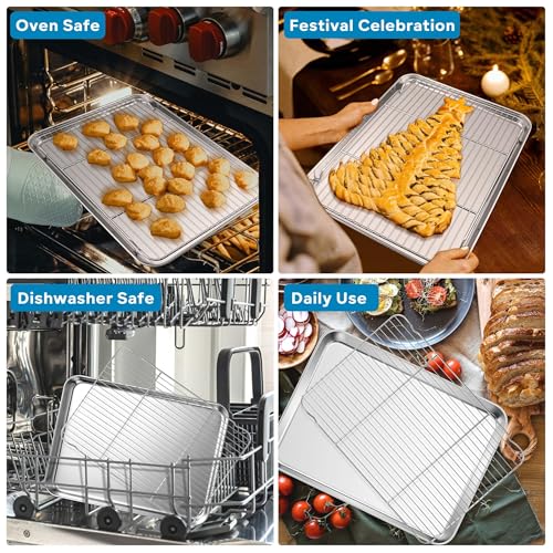 Herogo Small Stainless Steel Baking Sheet with Rack Set, 9.2'' x 7'' x 1'' - size: 9.2 x 7 x 1 inch