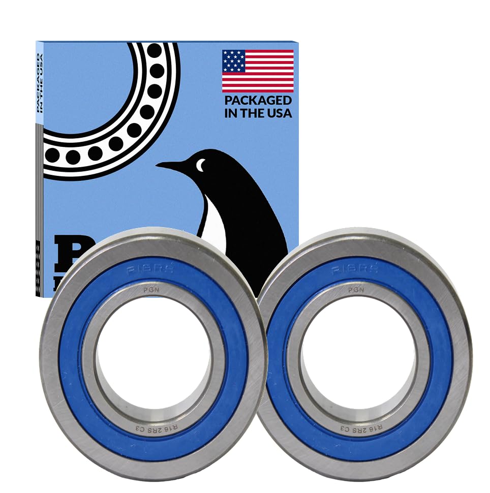 PGN R16-2RS (2 Pack) Ball Bearing 1"x2"x1/2" Chrome Steel Sealed