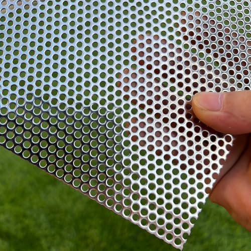 19 Gauge Perforated Metal Sheets 16"x10" Expanded Metal Mesh Opening 32% Hole 3mm 0.12"(About 1/8") Perforated Stainless Steel Sheet 304 Stainless Steel Mesh Screen Panel Decorati Plate - size: 16" X 10"
