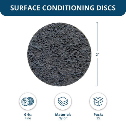 Benchmark Abrasives 2 Inch Sanding Discs Quick Change Nylon Surface Conditioning Discs, Drill & Die Grinder Sanding Disc Rust Remover for Metal Paint Stripper & Removal, Polishing - (25 Pack)(Fine) - style: Fine