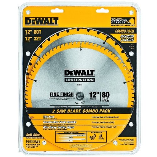 DEWALT 12-Inch Miter Saw Blade, ATB, Thin Kerf, Crosscutting, 1-Inch Arbor, 80-Tooth (DW3128) , Yellow