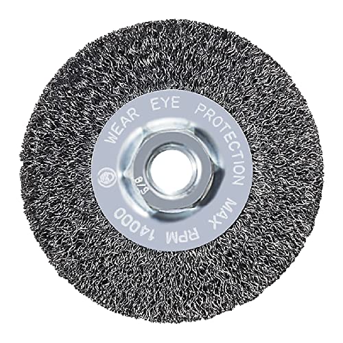 Mercer Industries 187010 - 4" x 1/2" x 5/8"-11 Crimped Wire Wheel, .014 Carbon Steel Wire - color: .014 Carbon Steel, size: 4" x 1/2" x 5/8"-11 (1 Pack), style: Crimped Wire Wheel