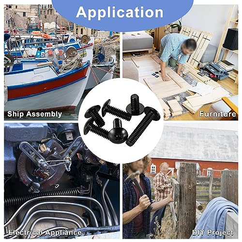 Mellewell M6-1.0 x 8mm Truss Head Machine Screws, Full Thread, 18-8 Stainless Steel, Black Finish, Quantity 25 - color: Black, size: M6-1.0 x 8mm