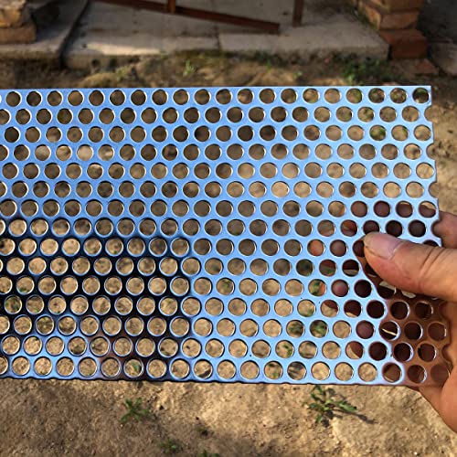 Perforated Metal Sheets-Expanded & Perforated Sheets-Perforated Stainless Steel Sheet-20GA 0.32" Hole 1/3"（ About 8mm） 11.8" X5.9"-Metal Mesh Sheet for Ventilation and Fume Filtration - size: 11.8"x5.9"