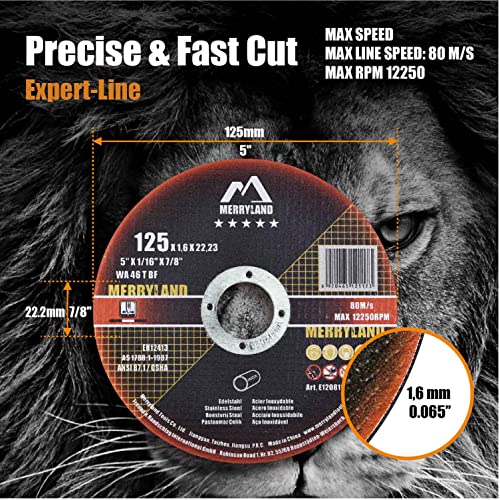Merryland 25 Pack Cut Off Wheel 5 inch 1/16 Metal Iron Stainless Steel - size: 5 X 0.065 Cutting for Stainless Steel Metal