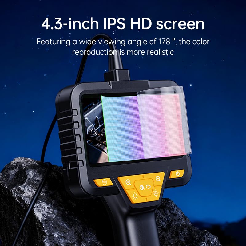 Endoscope Camera with Light, 4.3" 1080P HD Borescope, 16.5ft Semi-Rigid