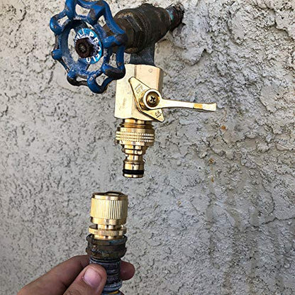 HQMPC Garden Hose Quick Connect Solid Brass Quick Connector 3/4 inch GHT (4 Sets) - size: 4 Sets