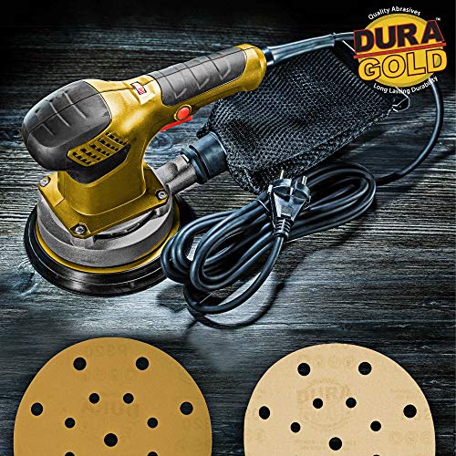 Dura-Gold 6" Gold Sanding Discs, 320 Grit, Box of 50, Hook & Loop, 17 Hole - size: 320-Grit