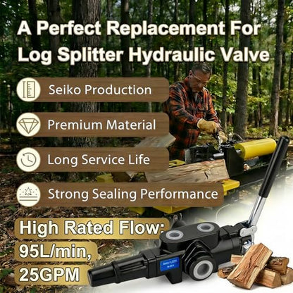 2 Joysticks Hydraulic Log Splitter Directional Control Valve,25GPM,Easy Use