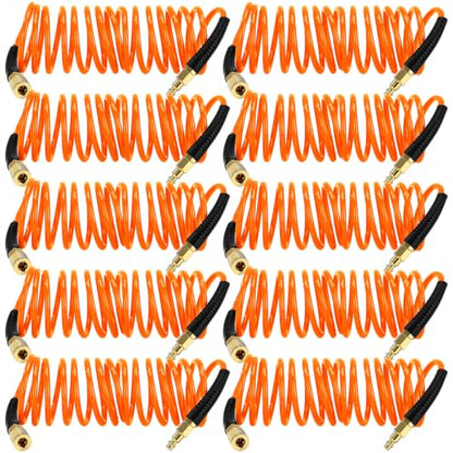 Flutesan 10 Pack 1/4 in x 10 ft Recoil Air Hose with Quick Coupler, Orange - color: Orange
