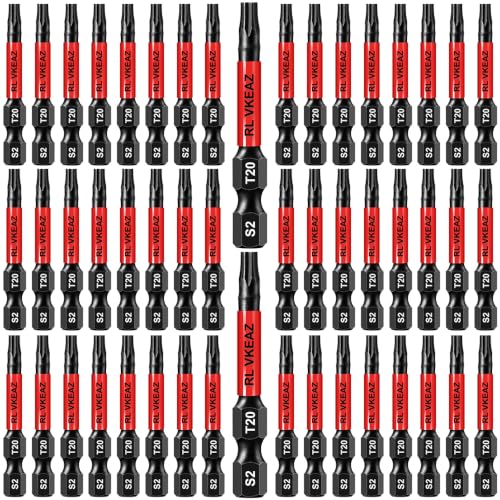 50-Pack T20 Torx Bit, RLVKEAZ 2-Inch Magnetic T20 Bits for Impact Driver - style: T-20 50-piece supply of 2-inch magnetic T20 Torx bits for compatible impact drivers, drill drivers, and bit holders. Each bit is made from S2 alloy steel with a CNC-machined
