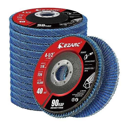 EZARC Zirconia Flap Discs 40 Grit High Density, 4.5x7/8", Type 29, 12 Pack - size: 40 GRIT, style: High Density Version