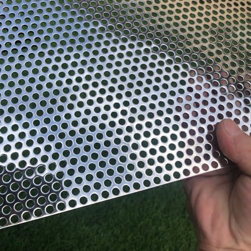 19 Gauge 36"x18" Perforated Metal Sheets Expanded Metal Mesh Opening 35% Hole 5mm 0.2"(About 1/5") Perforated Stainless Steel Sheet 304 Stainless Steel Mesh Screen Panel Decorati Plate - size: 36" X 18"