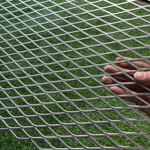 24"X16" 14 Gauge Expanded Metal Sheet Metal Diamond Mesh 0.6"X1.6" Expanded & Perforated Sheets Flattened-for Screen Door Grill,Window Security Grill Screen Door Protector - size: 24"X16"