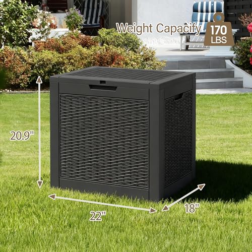 Outdoor Storage Waterproof Deck Box for Patio (32 Gallon, Black) - color: Black, size: 32 Gallon
