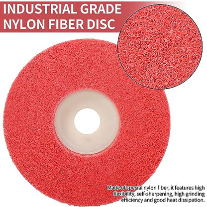 4 Inch x 5/8 Inch Fine Nylon Fiber Buffing Polishing Wheel for Angle Grinder 9P Hardness Round-Red Sanding Disc 5 Pack - style: Fine 9P 5Pcs