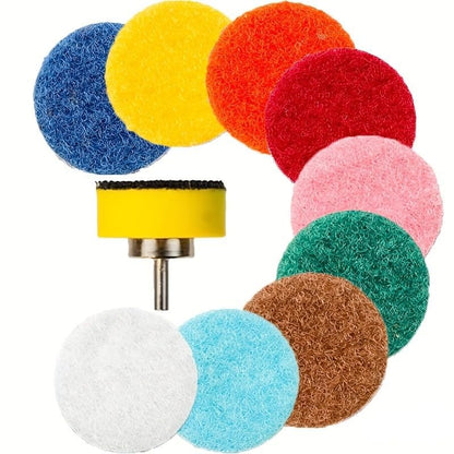 QTG 1" Wet Diamond Polishing Pads, 10Pcs 50#-3000#, Hook & Loop 3mm Shank