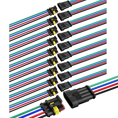 Nilight 10 Pack 4Pin Electrical Wire Connectors Male and Female Plug Socket - size: 4Pin Wire Harness 10Sets